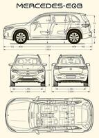 Mercedes-Benz EQB car blueprint vector