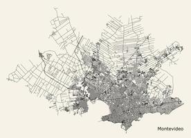 ciudad la carretera mapa de montevídeo, Uruguay vector