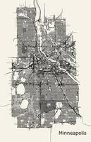 vector ciudad la carretera mapa minneapolis, Estados Unidos