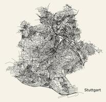 Vector city road map of Stuttgart, Germany