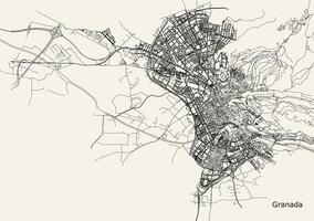 City road map of Granada, Spain vector