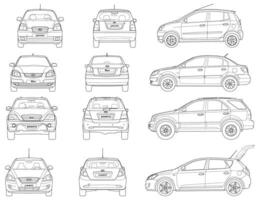 2008 Kia car collection blueprints vector