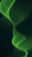 verde abstrato loopable azul CG movimento acenando pontos textura com brilhando desfocado partículas. cyber ou tecnologia digital vertical fundo. video