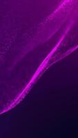 Abstract loopable purple cg motion waving dots texture with glowing defocused particles. Cyber or technology digital vertical background. video