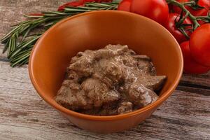 Soft chicken liver with cream photo