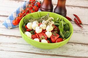 Mix salad with mozzarella and tomato photo