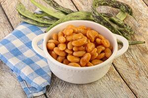 White bean in tomato sauce photo