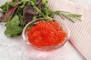 Red caviar in the bowl photo