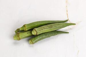 Natural organic raw green okra photo