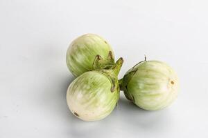 Raw green round eggplant vegetable photo