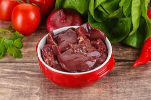 Raw chicken liver for cooking photo