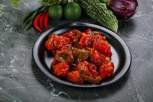 chino cocina - pollo en dulce y agrio salsa foto