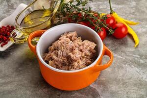 Canned tuna fillet for salad photo