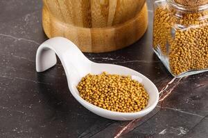 Mustard dry seeds in the bowl photo