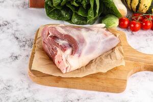 Raw lamb shank for cooking photo