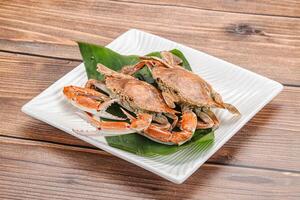 Yummy boiled crab in the plate photo