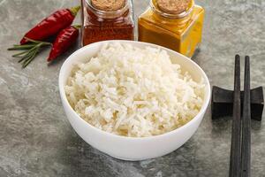 Steamed Basmati rice in the bowl photo