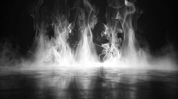 AI generated Swirling Smoke in Dark and Light Symphony. Mist, Fog, Black Background, Steam, Effect, Smoky, Cloud photo