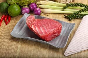 Raw fresh tuna steak for grill photo