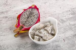 Dragon fruit Pitahaya in the bowl photo