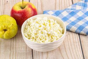 Organic cottage cheese in the bowl photo