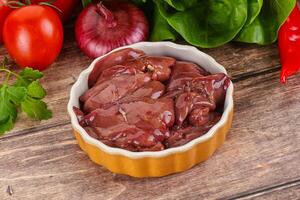 Raw chicken liver for cooking photo