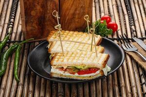 Grilled sandwich with cheese and tomato photo