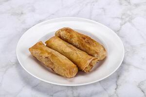 Traditional crispy fried stuffed springroll photo