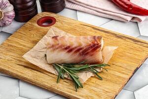 Raw cod fish steak for cooking photo