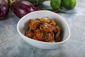 Asian cuisine - prawn in chili sauce photo