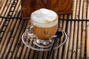 Cappuccino hot espresso with milk photo