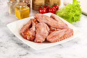 Marinated Duck wings for barbecue photo