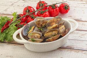 Vongole shellfish mollusc clem with butter photo