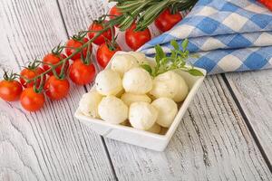 Mozzarella cheese balls in the bowl photo