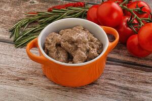 Soft chicken liver with cream photo