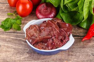 Raw chicken liver for cooking photo