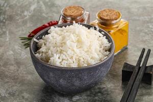 Steamed Basmati rice in the bowl photo