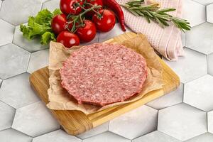 Raw beef uncooked burger cutlet photo