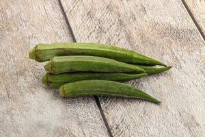 Natural organic raw green okra photo