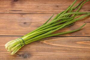 Raw young green onion heap photo