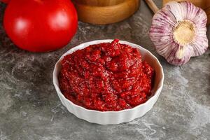 Natural organic red tomato paste photo