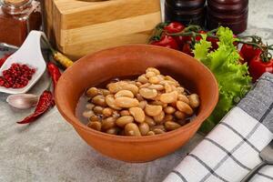 White canned beans in the bowl photo