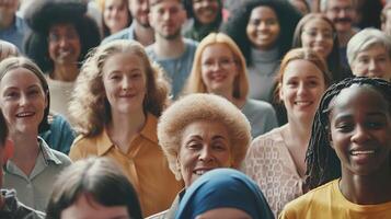 ai generado diverso gente. multitud, deib, diversidad, equidad, inclusión, pertenencia, igualdad, comunidad, carrera foto