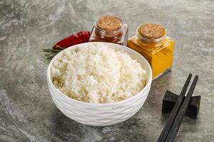 Steamed Basmati rice in the bowl photo