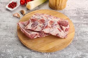 Raw pork ribs for barbecue photo