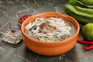 Vietnamese soup Pho Bo with beef photo