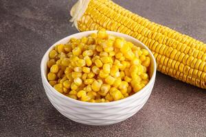 Marinated corn in the bowl photo