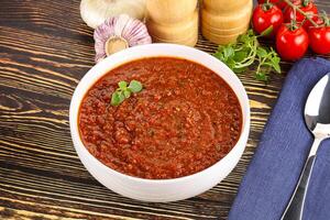 Spanish traditional gazpacho tomato soup photo