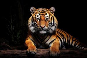 ai generado de cerca retrato de un Tigre mirando directamente a el espectador, generativo ai foto