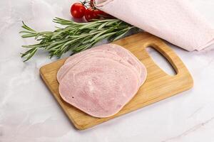 Sliced pork ham for sandwiches photo